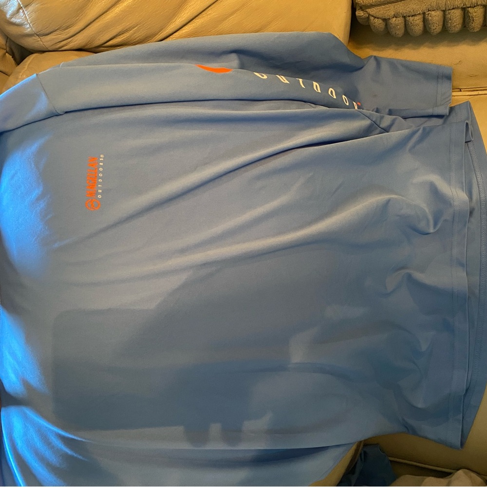 Magellan Outdoors Blue and Orange Long Sleeve Performance Tee